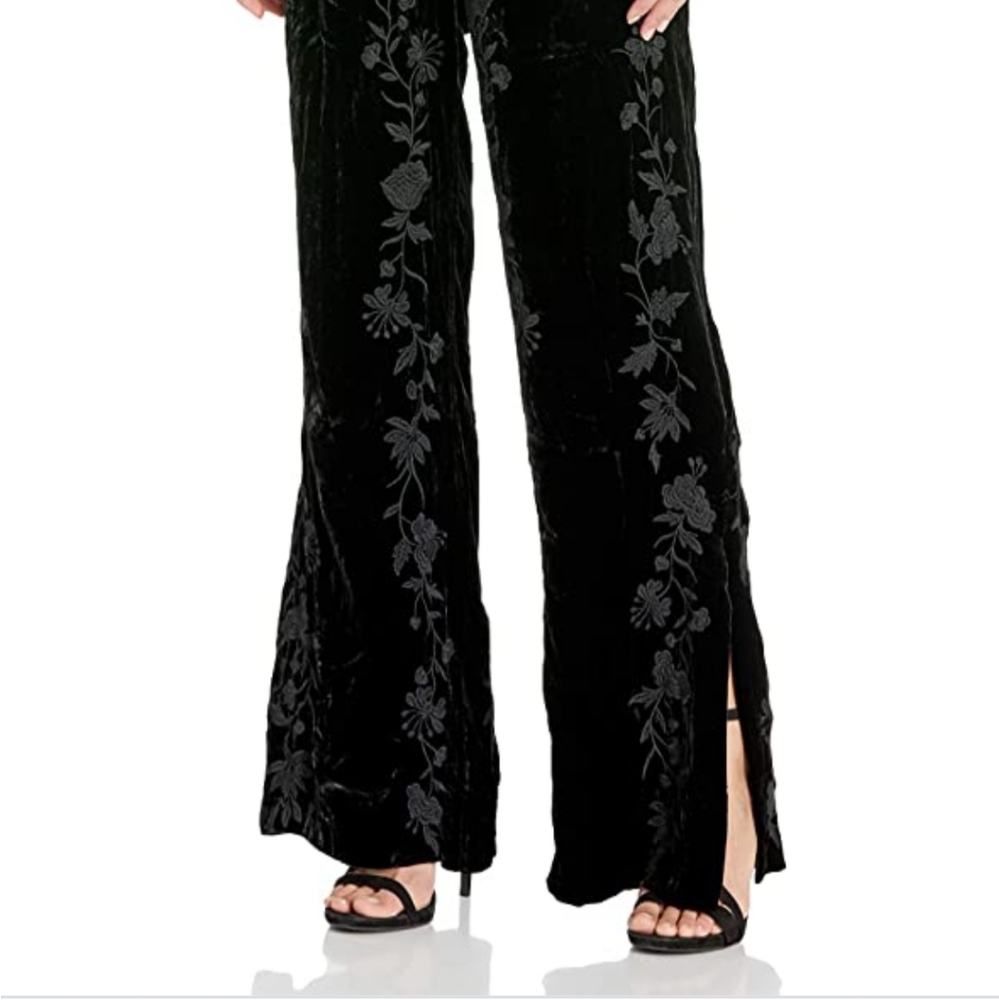 Johnny Was Renee Embroidered Velvet Pants